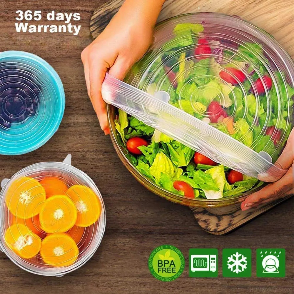 6 Flexible Silicone Lids For Pots And Pans.
