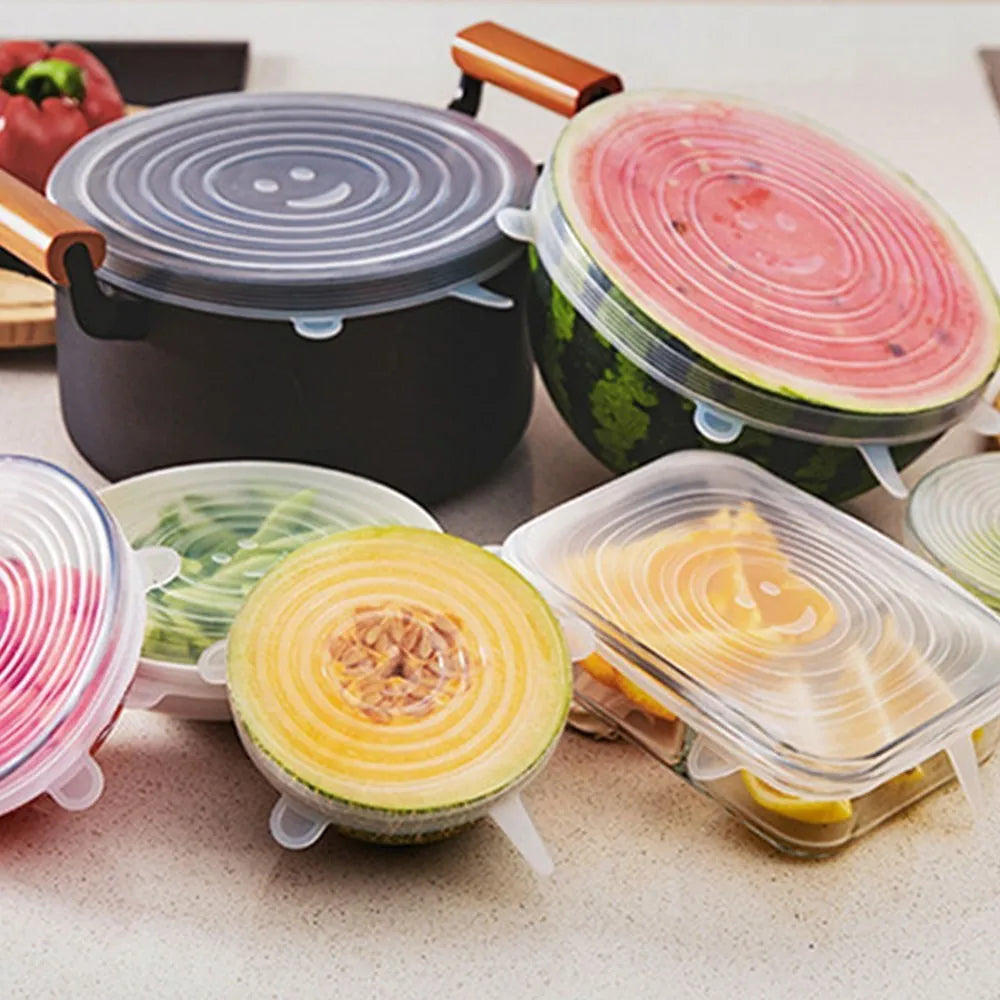 6 Flexible Silicone Lids For Pots And Pans.