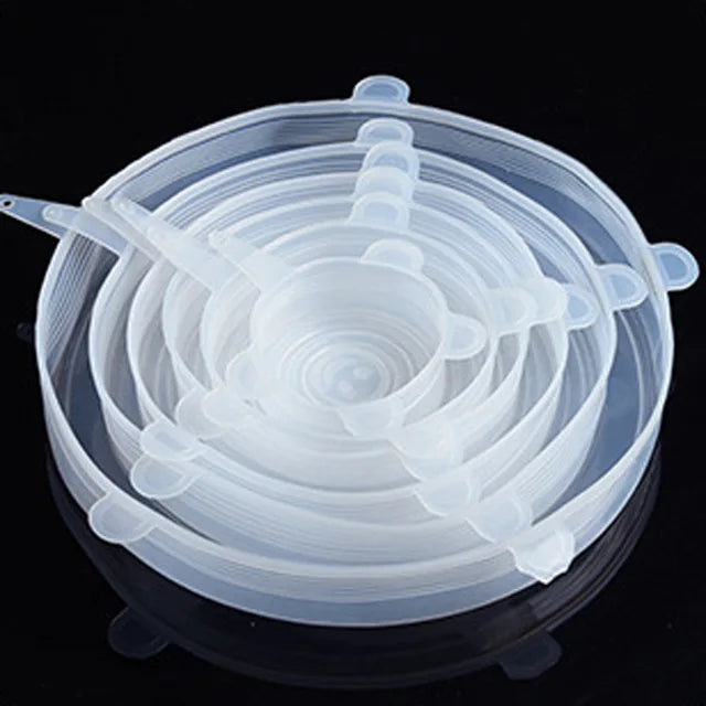 6 Flexible Silicone Lids For Pots And Pans.