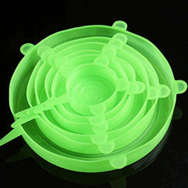 6 Flexible Silicone Lids For Pots And Pans.