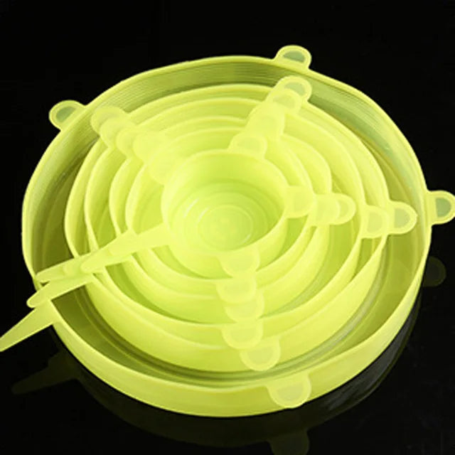6 Flexible Silicone Lids For Pots And Pans.