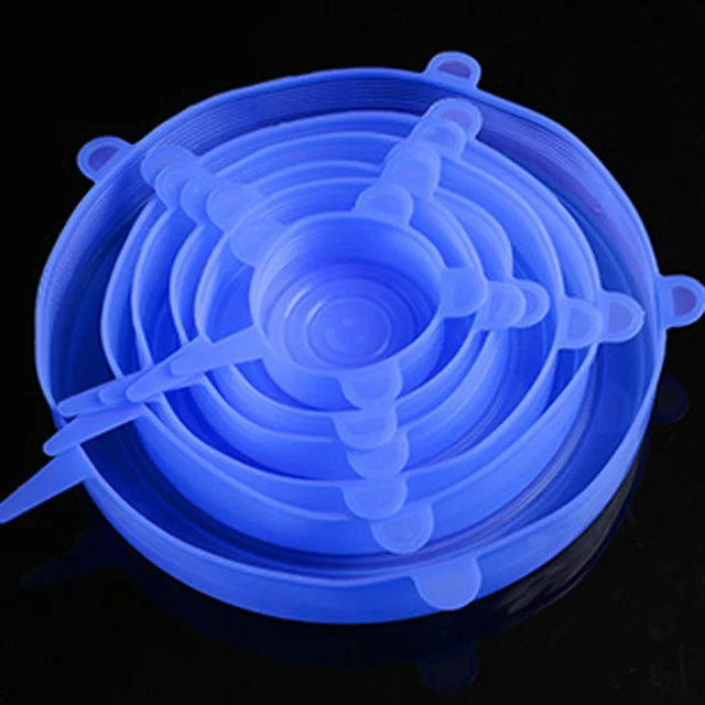 6 Flexible Silicone Lids For Pots And Pans.
