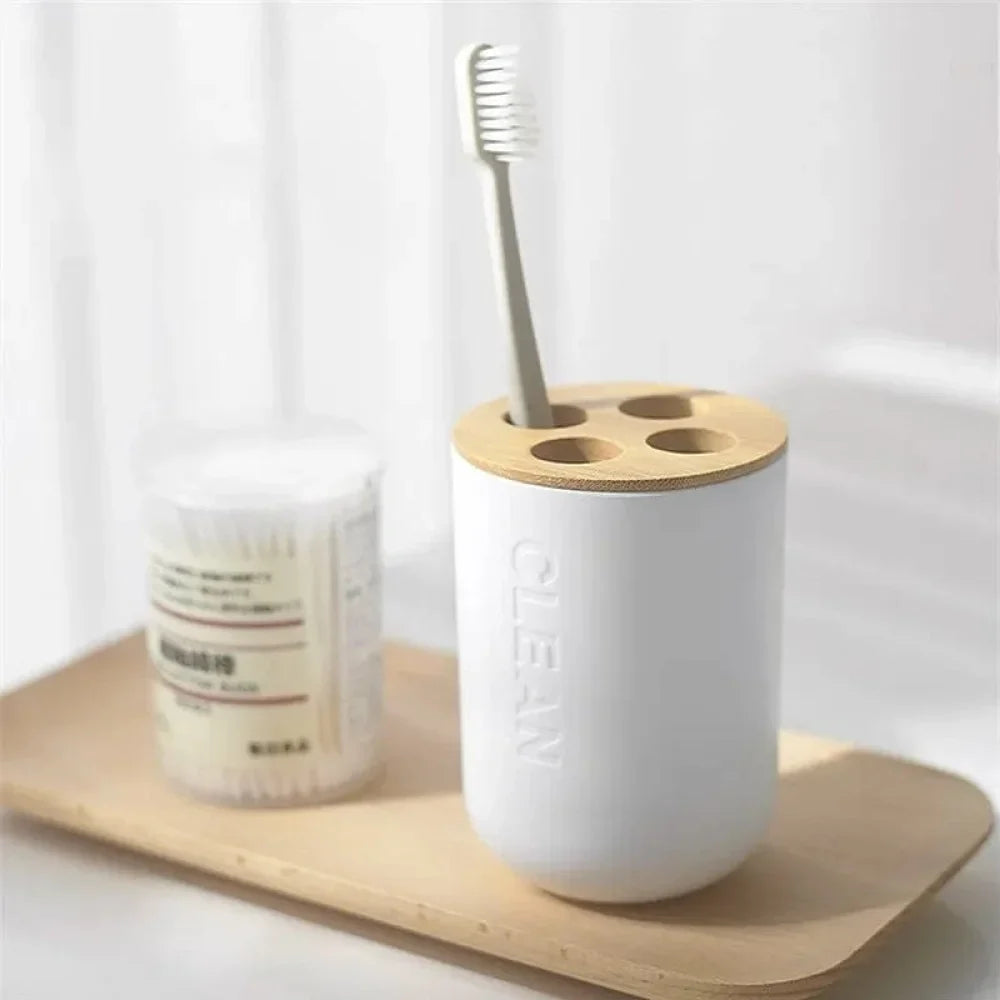 Bamboo Bathroom Accessory Set