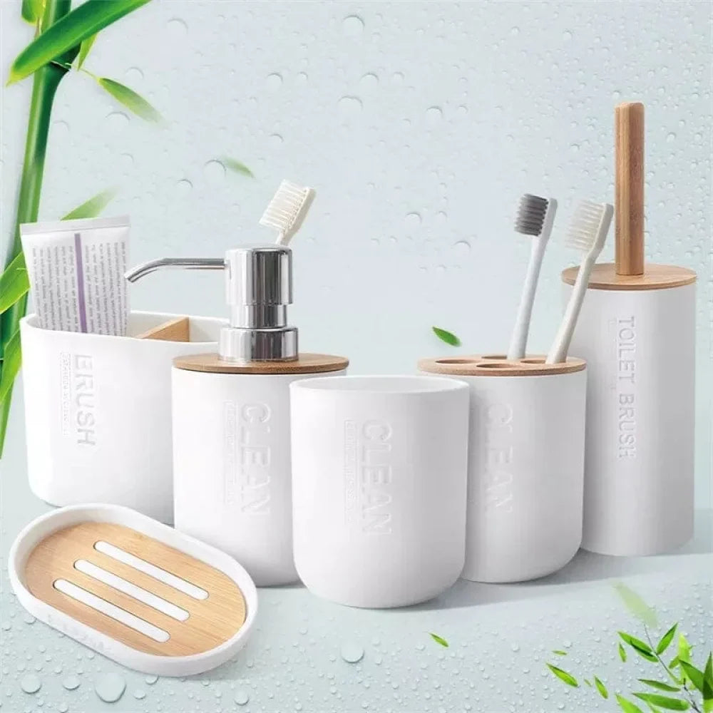 Bamboo Bathroom Accessory Set