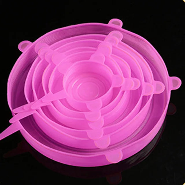 6 Flexible Silicone Lids For Pots And Pans.