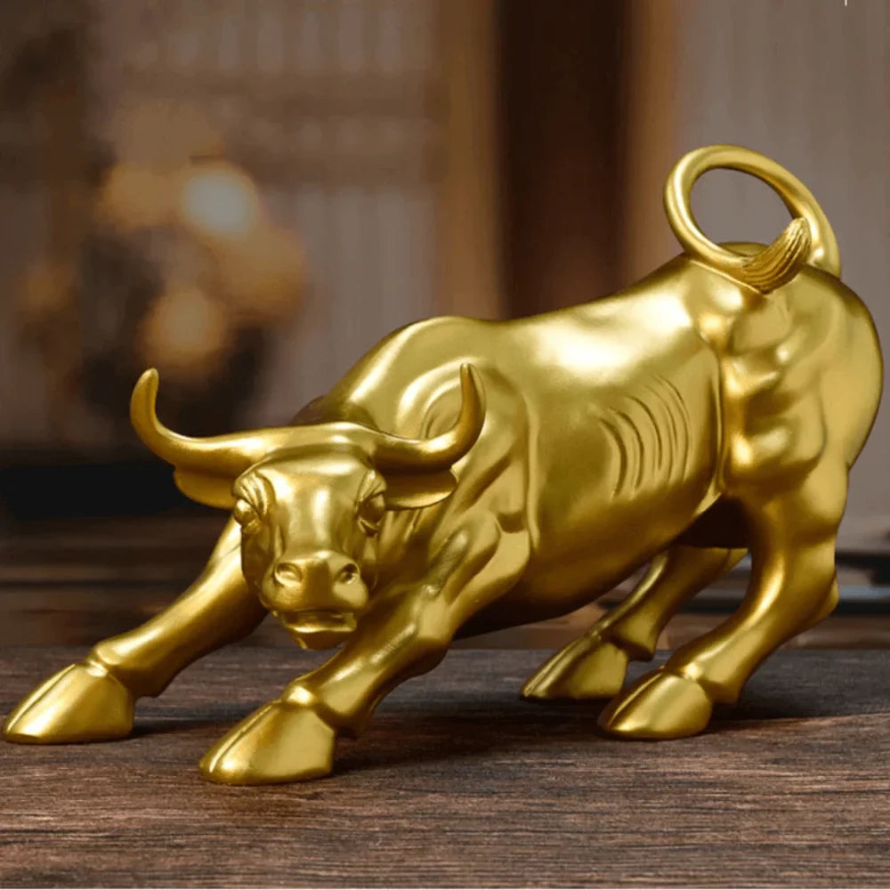 Golden Wall Street Bull Sculpture