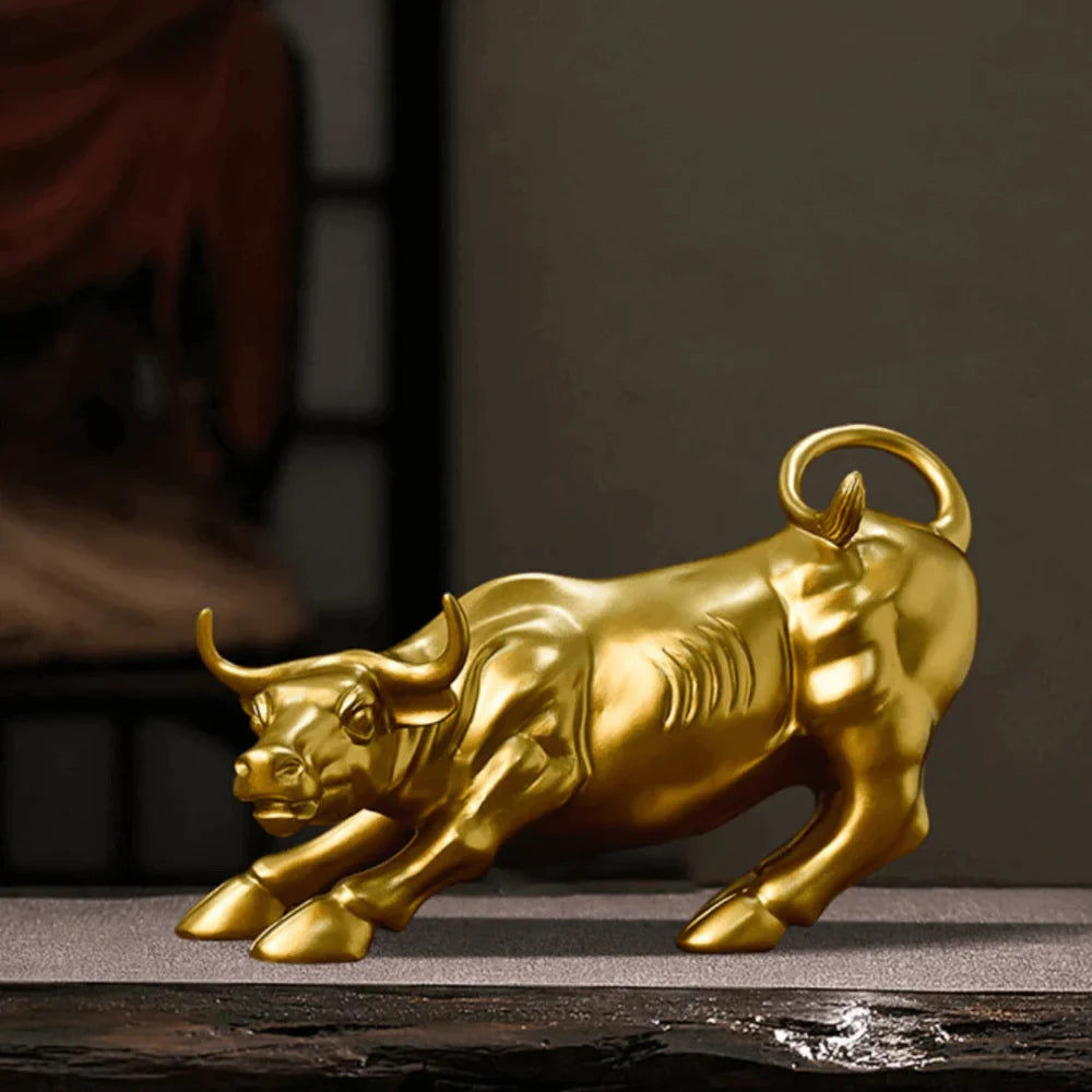 Golden Wall Street Bull Sculpture