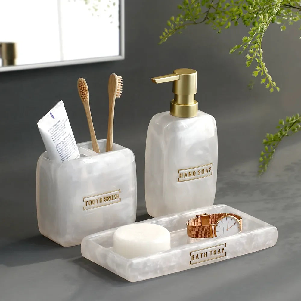 Pearly White Bathroom Dispenser Kit