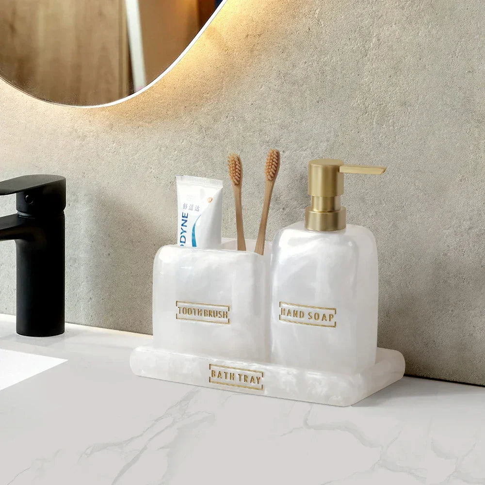 Pearly White Bathroom Dispenser Kit